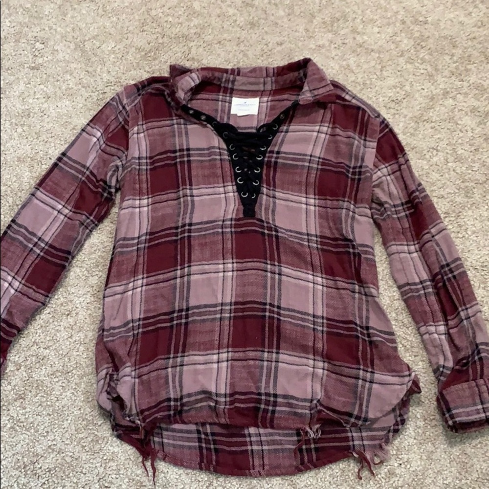 American eagle oversized lace up flannel